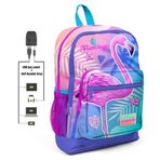 Coral High Kids Flamingo Desenli Lavanta Pembe USB Şarjlı Kulaklık 23805 Çıkışlı Okul Sırt Çantası