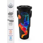 Coral High Kids Gri Basketbol Desenli Pipetli ve Direkt İçim Çelik Termos 900 ml 38712