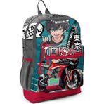 Coral High Kids Gri Nefti Anime Motorsiklet Desenli Okul Sırt Çantası T23759