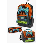 Coral High Kids Gri Turuncu Gamer Desenli 3’lü Okul Çanta Seti 14.4 Litre Kapasite ile Ergonomik Tasarım SET0123746
