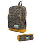 Coral High Kids Koyu Gri Hardal Yarasa Desenli USB'li 2'li Seti - Erkek Çocuk Okul Çanta