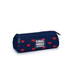 Coral High Kids Lacivert Kırmızı Kalp Desenli Üç Bölmeli Kalem Çantası 31029