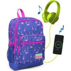 Coral High Kids Lavanta Flamingo Desenli USB Şarjlı Kulaklık Çıkışlı Okul Sırt Çantası 23276 - Açık Pembe