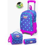 Coral High Kids Lavanta Pembe Kalp Desenli Çekçekli 3’lü Okul Çanta Seti SET0123906