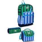 Coral High Kids Mavi Yeşil Çizgi Desenli 3 lü Okul Sırt Çanta Seti SET0133211
