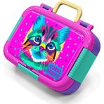 Coral High Kids Mor Pembe Kedi Desenli Paslanmaz Çelik Beslenme Kabı 39319