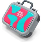 Coral High Kids Neon Mercan Turkuaz Desenli Paslanmaz Çelik Beslenme Kabı 39192 - 1 Adet - 1BW-Beyaz