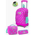 Coral High Kids Neon Pembe Su Yeşili Kalp Desenli Çekçekli 3'lü Çanta Seti SET0123133