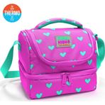 Coral High Kids Neon Pembe Su Yeşili Kalpj Desenli Thermo İki Katlı Beslenme Çantası 37212