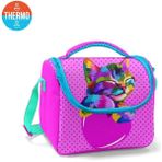 Coral High Kids Pembe Mavi Kedi Desenli Thermo Beslenme Çantası 5 Litre Kapasiteli Polyester
