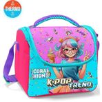 Coral High Kids Pembe Turkuaz K-Pop Desenli Thermo Beslenme Çantası 12788