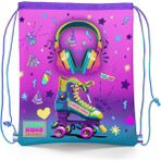 Coral High Kids Pembe Turkuaz Kulaklık Paten Desenli Polyester İpli Büzgülü Sırt Çantası