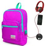 Coral High Kids Pembe USB Şarjlı Kulaklık Çıkışlı Okul Sırt Çanta