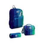 Coral High Kids Renkli Çizgili 3 Lü Okul Çanta Seti Set0123781 Lacivert - Yeşil
