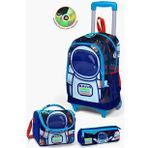 Coral High Kids Saks Mavi Astronot Desenli Çekçekli 3'lü Çanta Seti SET0123924
