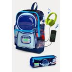 Coral High Kids Saks Mavi Astronot Desenli Usb'li 2'li Okul Çanta Seti SET0223824