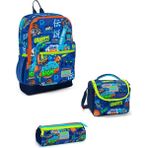 Coral High Kids Saks Mavi Grafiti Desenli 3’lü Okul Çanta Seti 3SET23767