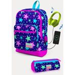 Coral High Kids Saks Pembe Yıldız Desenli Usb'li 2'li Okul Çanta Seti SET0223271 Okul Çanta