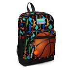 Coral High Kids Siyah Basketbol 23471 Toplu Desenli Dört Bölmeli Okul Çantası