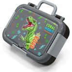 Coral High Kids Siyah Gri Dinozor Desenli Paslanmaz Çelik Beslenme Kabı 39252