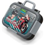 Coral High Kids Siyah Gri Nefti Anime Motorsiklet Desenli Paslanmaz Çelik Beslenme Kabı 39272 - 1 Adet - 18S-Siyah