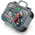 Coral High Kids Siyah Gri Nefti Anime Motorsiklet Desenli Paslanmaz Çelik Beslenme Kabı 39272