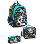 Coral High Kids Siyah Renkli Bisiklet Desenli 3'lü Okul Çanta Seti SET0133243 - 1 Adet - 00-Siyah