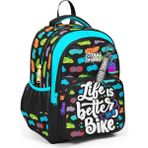 Coral High Kids Siyah Renkli Bisiklet Desenli Üç Bölmeli Okul Sırt Çantası 33243 - 1 Adet - 00-Siyah