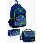 Coral High Kids Siyah Saks Ejderha Desenli 3 Lü Okul Çanta Seti Set0123485