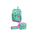 Coral High Kids Su Yeşili Neon Pembe Köpek Desenli Dört Bölmeli Okul Sırt Çantası,thermo Beslenme Ça