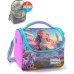 Coral High Kids Turkuaz Pembe Anime Kız Desenli Thermo Beslenme Çantası 12781