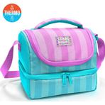 Coral High Kids Turkuaz Pembe Çizgili Desenli Thermo İki Katlı Beslenme Çantası 37213