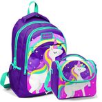 Coral High Kız Çocuk Mavi Unicorn Mor Yeşil Unicorn Beslenme Çantası Seti