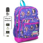 Coral High Kız Çocuk Okul Çantası USB ve AUX Girişi ile Dört Bölmeli 27x40x16 cm