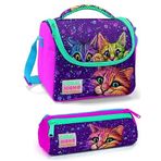 Coral High Kız Çocuk Pembe Mor Kedi Beslenme Çantası Seti