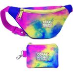 Coral High Kız Çocuk Renkli Batik Desenli Bel Çantası ve Bozuk Para Cüzdanı Set - Sarı - Mavi
