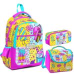 Coral High Kiz Cocuk Uc Gozlu Ilkokul Canta Seti - Mixed Dondurma Desenli
