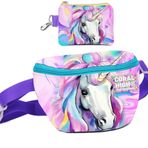 Coral High Kız Çocuk Unicorn Desenli Bel Çantası ve Bozuk Para Cüzdanı Set