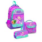 Coral High Kiz Uc Bolmeli Okul Sirt Cantasi Beslenme Cantasi Ve Kalemlik Seti Pembe Yesil Prenses