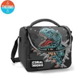 Coral High Koyu Gri Siyah Dinozor Desenli 5 Litre Kapasiteli Thermo Beslenme Çantası 11837