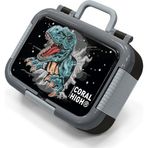 Coral High Koyu Gri Siyah Dinozor Desenli Paslanmaz Çelik Beslenme Kabı 39343