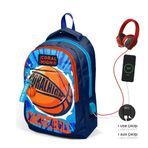 Coral High Lacivert Basketbol Desenli İlkokul ve Ortaokul Sırt Çantası Üç Bölmeli Erkek Çocuk (Çok Renkli) Okul Çantası