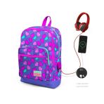 Coral High Lavanta Pembe Kalp Desenli Usb Ve Aux Soketli Okul Çantası 23263