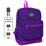 Coral High Logo Nakışlı Mor-pembe Ortaokul, Lise ve Günlük Sırt Çantası Okul Çantası
