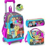 Coral High Mavi Pembe Anime Çekçek Okul Çantası Seti - Işıklı Tekerlekler - Kız Çocuk Okul Çanta