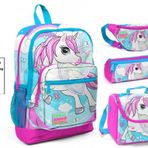 Coral High Mavi Unicorn Baskili 4'Lu Kiz Cocuk Ilkokul Canta Seti - Usb Soketli