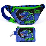 Coral High Mavi Yeşil Dragon Bel Çantası ve Bozuk Para Çantası Seti - Erkek Çocuk