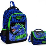 Coral High Mavi Yeşil Dragon Ilkokul Okul Sırt ve Beslenme Çantası Seti - Erkek Çocuk