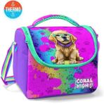 Coral High Mor Pembe Köpek Desenli Thermo Beslenme Çantası 5 Litre Kapasiteli Polyester Malzeme 11882
