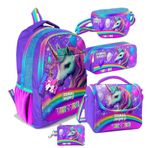 Coral High Mor Simli Unicorn Desenli Kız Çocuk Beşli Okul Çanta Seti - Ilkokul ve Ortaokul Için Uygun